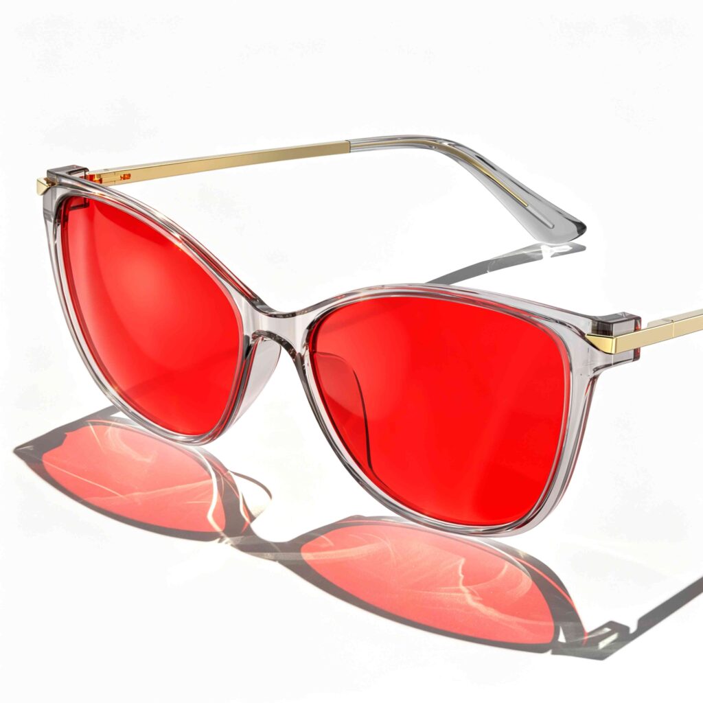 179-Night Ease™ Cat Eye Red Lens Glasses for Sleep - Gray