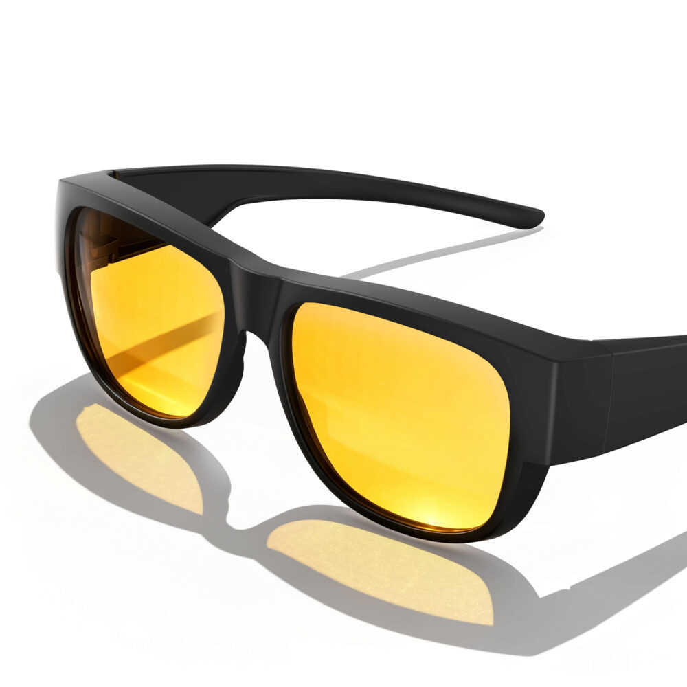 3096-Amber Shield Square Fitover Light Sensitivity Glasses
