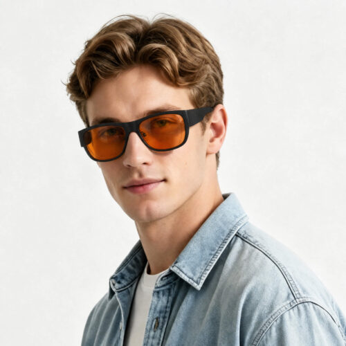 3096--Night Ease™ Square Fitover Orange Sleep Glasses – Regular Fit