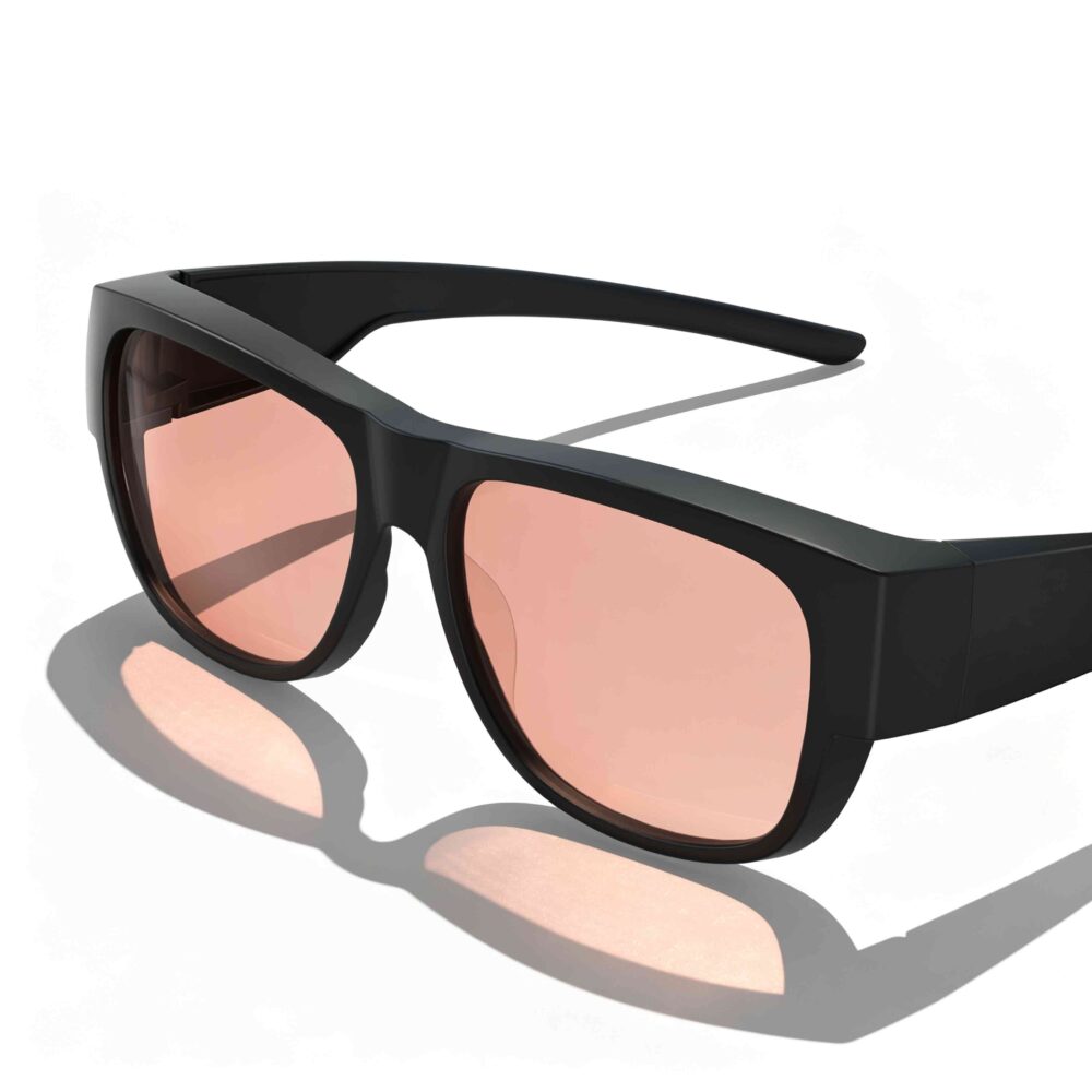 3096-Rose Relief™ Square Fitover Pink Migraine Glasses - Regular Fit