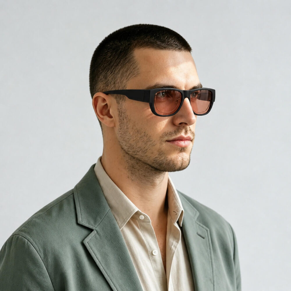 3096-Rose Relief™ Square Fitover Pink Migraine Glasses – Regular Fit