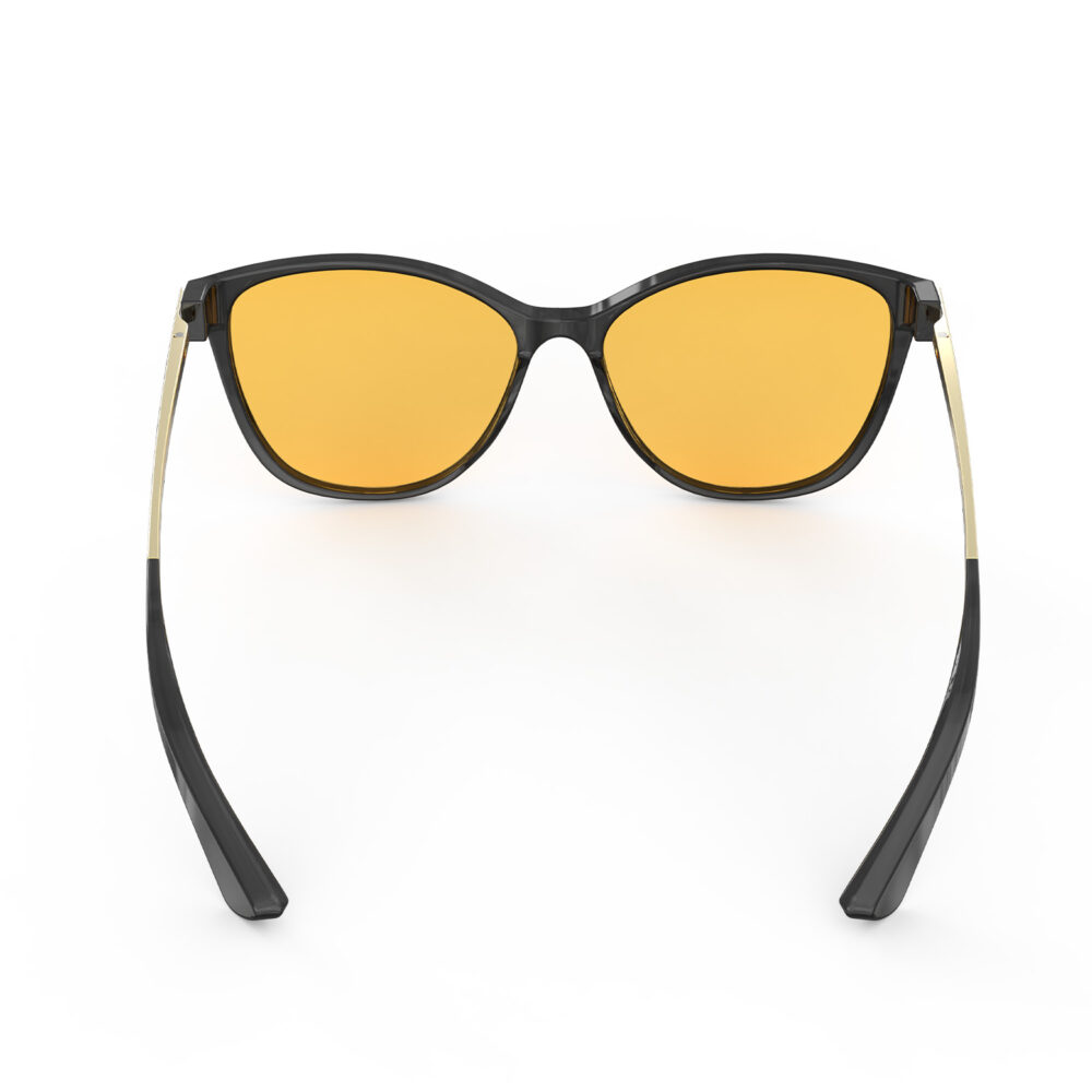 A Back view of Gloojo Amber Shield Amber Lens Cat Eye Light Sensitivity Glasses – Black Gold-1 A Back view of Gloojo Amber Shield Amber Lens Cat Eye Light Sensitivity Glasses – Black Gold-1