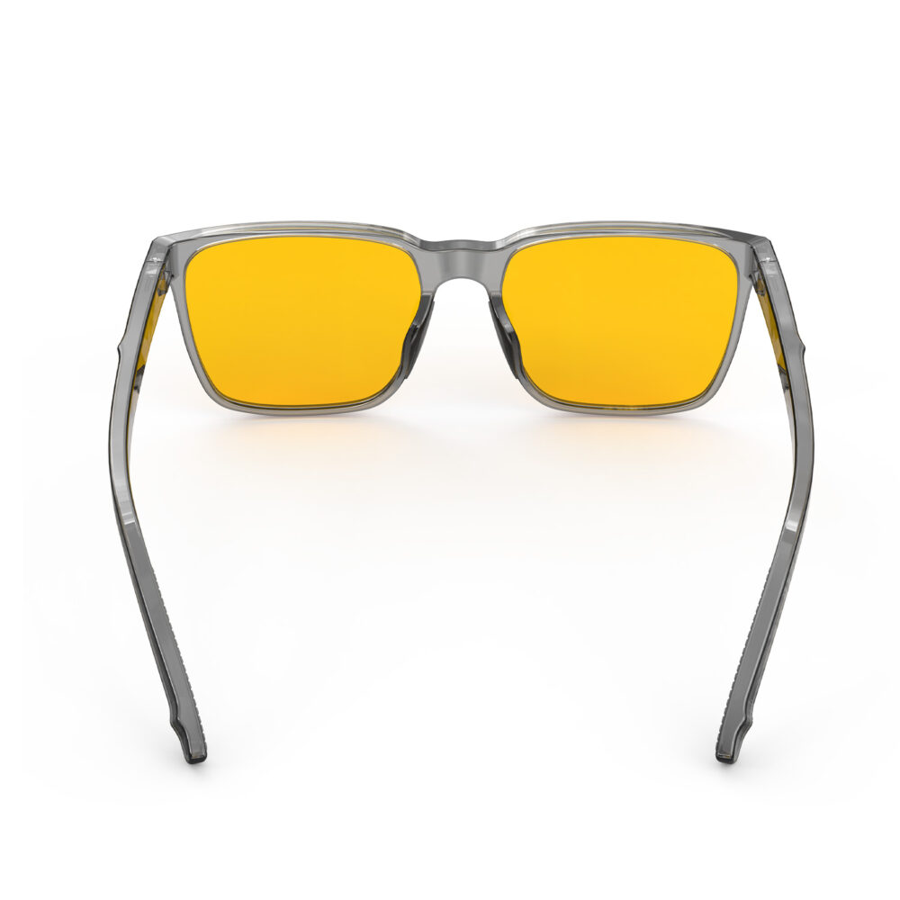 A Back view of Gloojo Amber Shield Classic Square Light Sensitivity Glasses - Grey