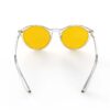 A Back view of Gloojo AmberShield Amber Lens Round Light Sensitivity Glasses – Clear