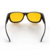 A Back view of Gloojo AmberShield Amber Lens Square Fitover Light Sensitivity Glasses – Black