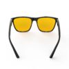 A Back view of Gloojo AmberShield Amber Lens Square Light Sensitivity Glasses – Black