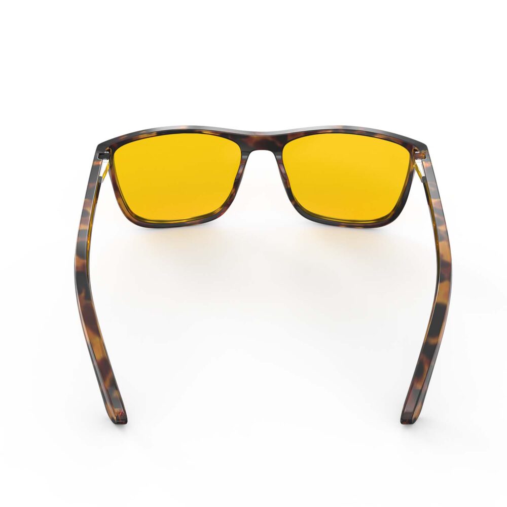 A Back view of Gloojo AmberShield Amber Lens wayfarer Light Sensitivity Glasses – Tortoiseshell A Back view of Gloojo Amber Shield Amber Lens wayfarer Light Sensitivity Glasses – Tortoiseshell