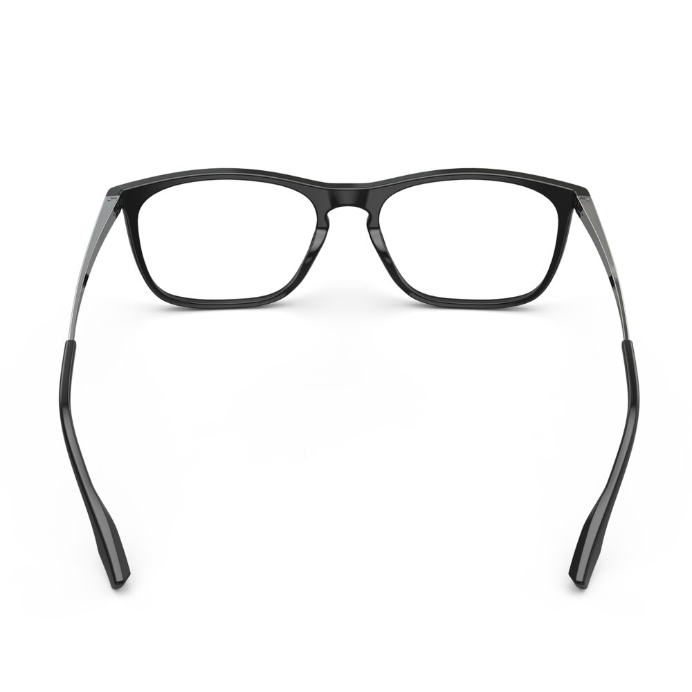 A Back view of Gloojo Clear Pro Transparent Lens Rectangle Computer and Gaming Glasses – Black Gunmetal