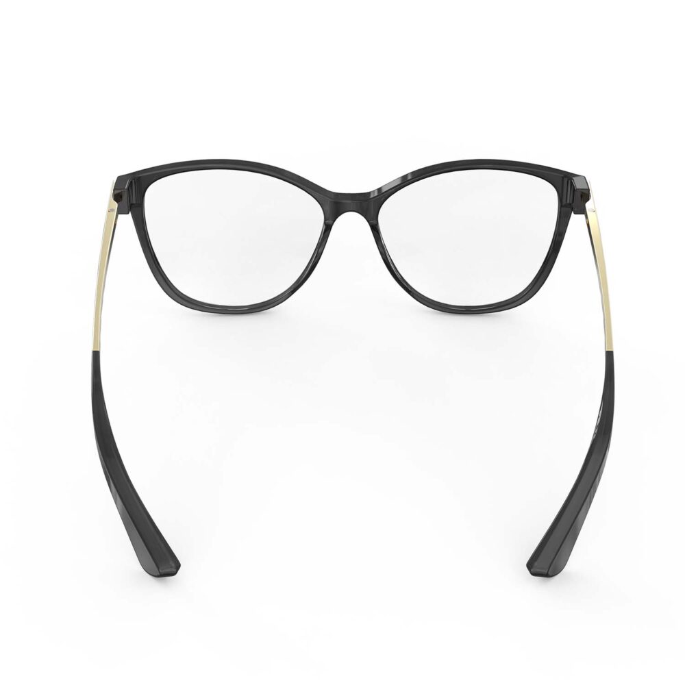 A Back view of Gloojo ClearPro Transparent Lens Cat Eye Computer and Gaming Glasses – Black Gold A Back view of Gloojo Clear Pro Transparent Lens Cat Eye Computer and Gaming Glasses – Black Gold