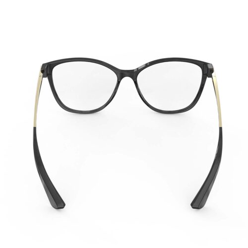 A Back view of Gloojo ClearPro Transparent Lens Cat Eye Computer and Gaming Glasses – Black Gold A Back view of Gloojo Clear Pro Transparent Lens Cat Eye Computer and Gaming Glasses – Black Gold