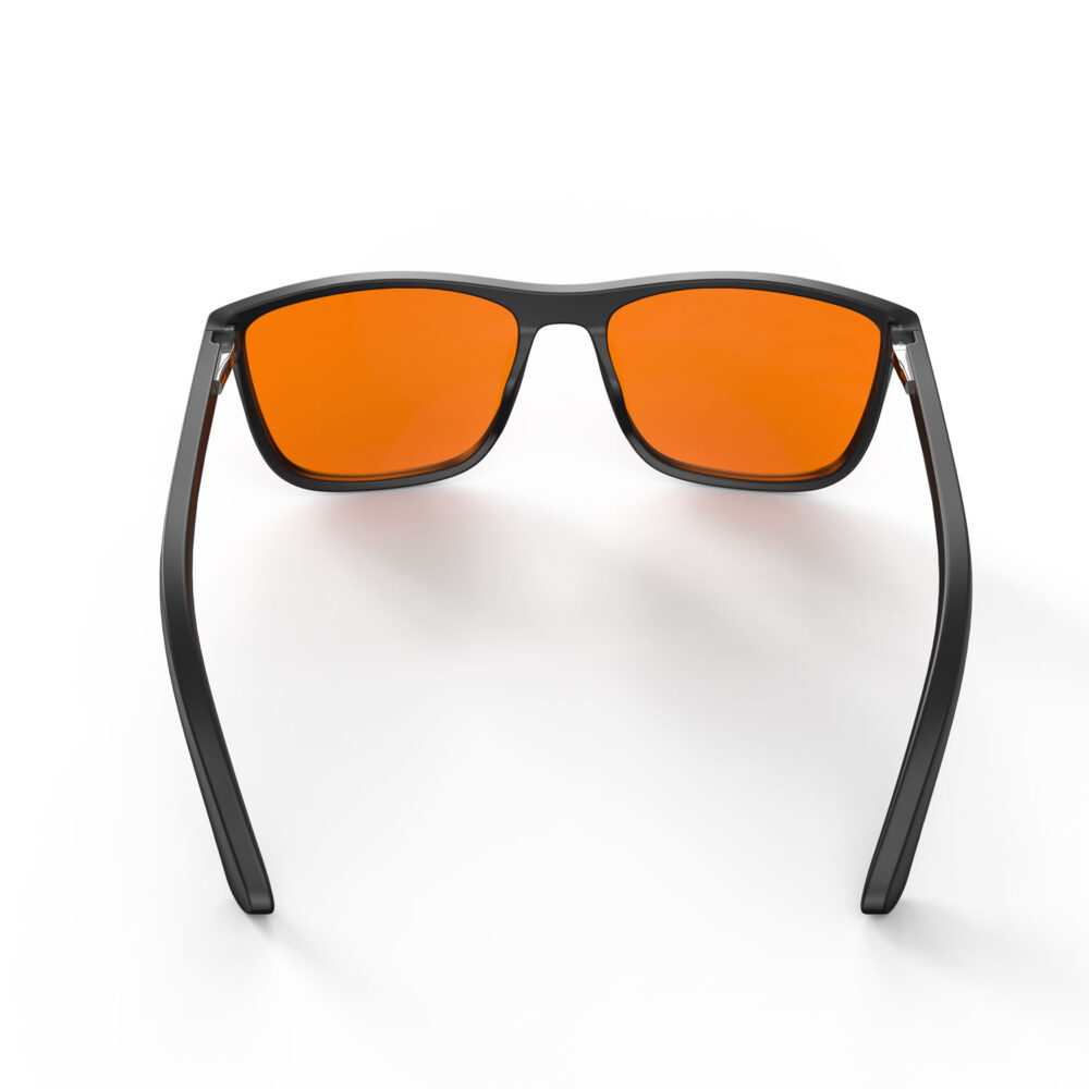 A Back view of Gloojo NightEase Orange Lens wayfarer Sleep Glasses-black A Back view of Gloojo Night Ease Orange Lens wayfarer Sleep Glasses-black