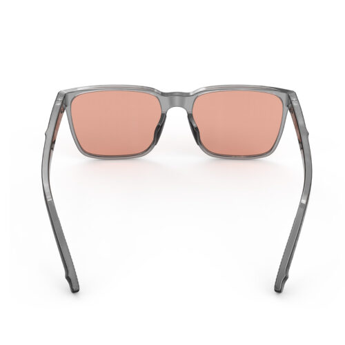 A Back view of Gloojo Rose Relief Classic Square Pink Migraine Glasses - Grey