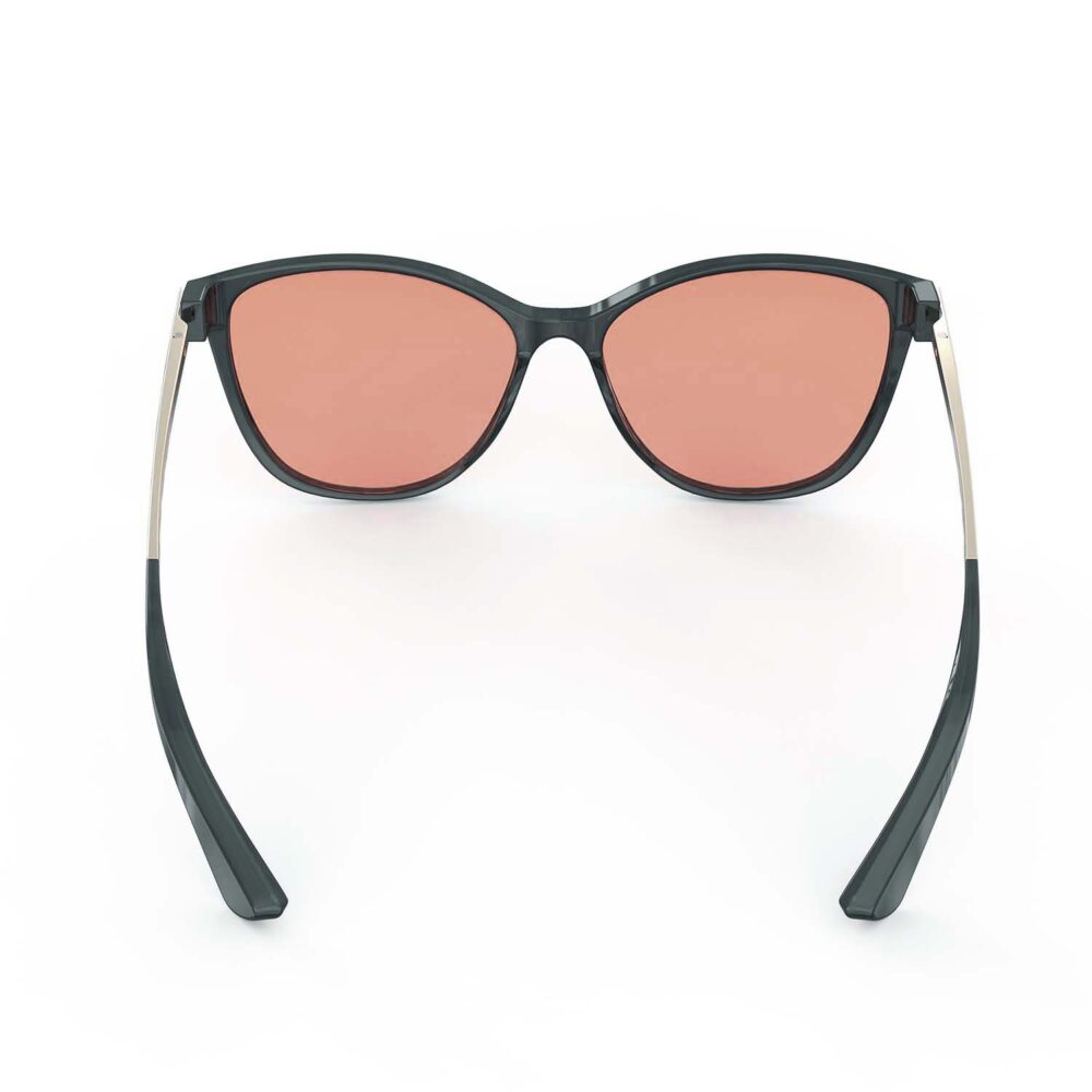 A Back view of Gloojo Rose Relief Rose Lens Cat Eye Migraine Glasses – Black Gold A Back view of Gloojo Rose Relief Rose Lens Cat Eye Migraine Glasses – Black Gold