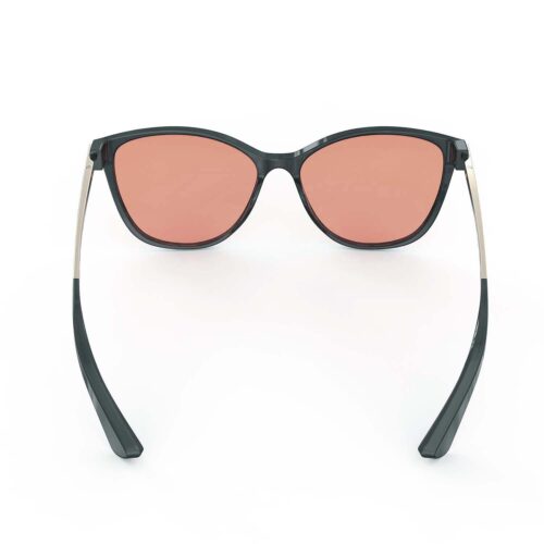 A Back view of Gloojo Rose Relief Rose Lens Cat Eye Migraine Glasses – Black Gold A Back view of Gloojo Rose Relief Rose Lens Cat Eye Migraine Glasses – Black Gold