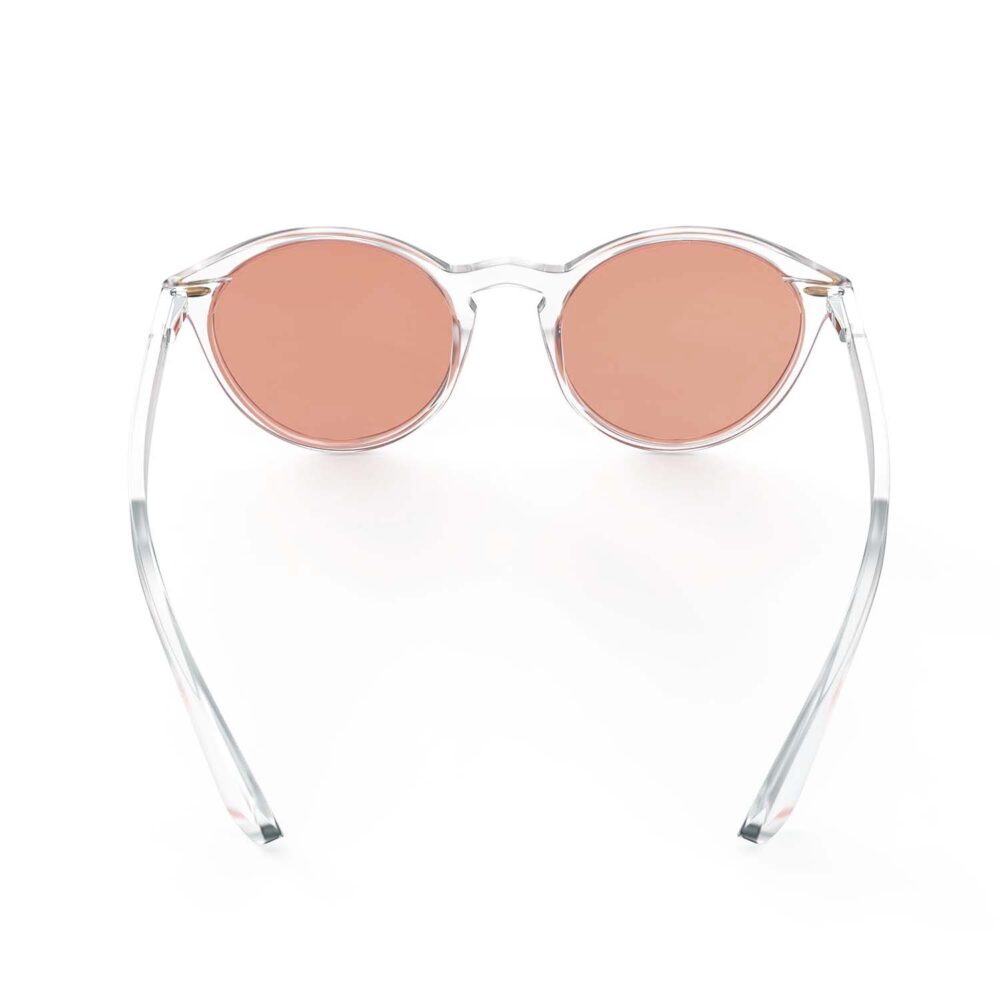 A Back view of Gloojo Rose Relief Rose Lens Round Migraine Glasses – Clear A Back view of Gloojo Rose Relief Rose Lens Round Migraine Glasses – Clear