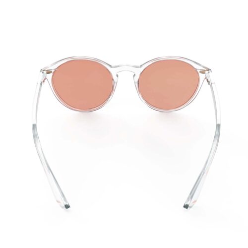 A Back view of Gloojo Rose Relief Rose Lens Round Migraine Glasses – Clear A Back view of Gloojo Rose Relief Rose Lens Round Migraine Glasses – Clear