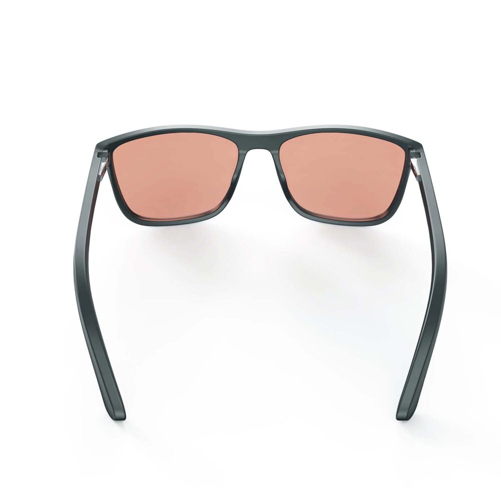 A Back view of Gloojo Rose Relief Rose Lens wayfarer Migraine Glasses – Black