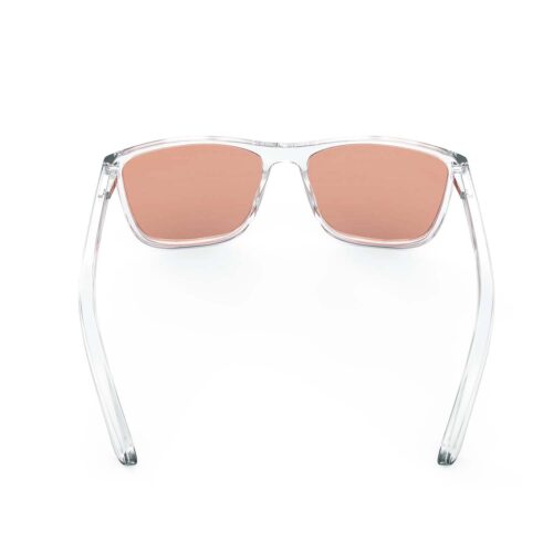 A Back view of Gloojo Rose Relief Rose Lens wayfarer Migraine Glasses – CLear