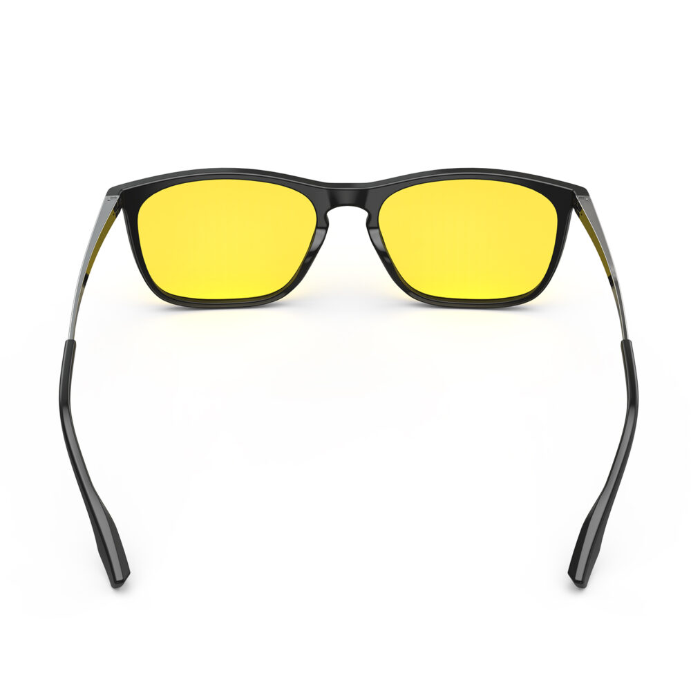 A Back view of Gloojo Sun Boost Yellow Lens Rectangle Screen Glasses – Black Gunmetal