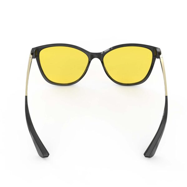 A Back view of Gloojo SunBoost Yellow Lens Cat Eye Screen Glasses – Black Gold