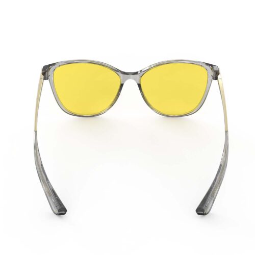 A Back view of Gloojo Sun Boost Yellow Lens Cat Eye Screen Glasses – Grey Gold