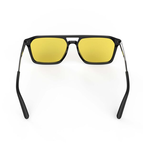 A Back view of Gloojo SunBoost Yellow Lens Square Aviator Screen Glasses – Black Gunmetal