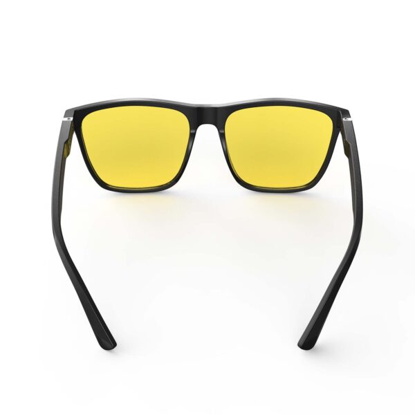 A Back view of Gloojo SunBoost Yellow Lens Square Screen Glasses – Black