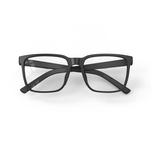 A Folded front view of Clear Pro Classic Square Tansparent Computer and Gaming Glasses - Black