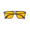 A Folded front view of Gloojo AmberShield Amber Lens Square Aviator Light Sensitivity Glasses – Black Gunmetal