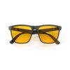 A Folded front view of Gloojo AmberShield Amber Lens Square Light Sensitivity Glasses – Black