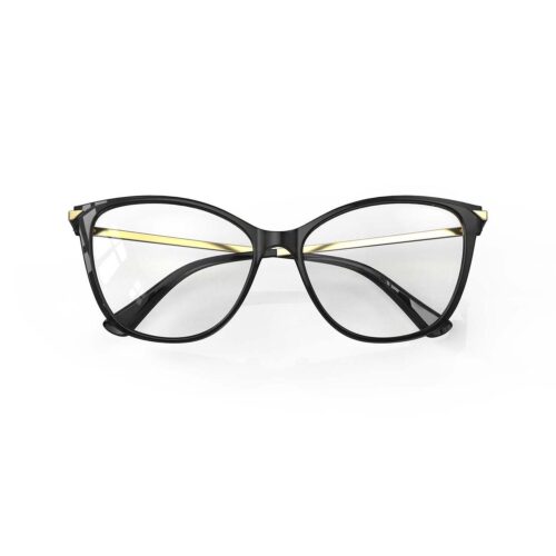 A Folded front view of Gloojo ClearPro Transparent Lens Cat Eye Computer and Gaming Glasses – Black Gold A Folded front view of Gloojo Clear Pro Transparent Lens Cat Eye Computer and Gaming Glasses – Black Gold