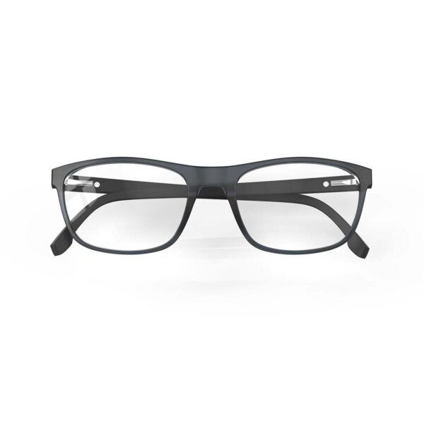 A Folded front view of Gloojo ClearPro Transparent Lens Rectangle Computer and Gaming Glasses – Black