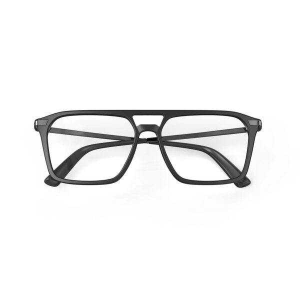 A Folded front view of Gloojo ClearPro Transparent Lens Square Aviator Computer and Gaming Glasses – Black Gunmetal