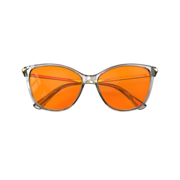 A Folded front view of Gloojo NightEase Orange Lens Cat Eye Sleep Glasses-grey gold