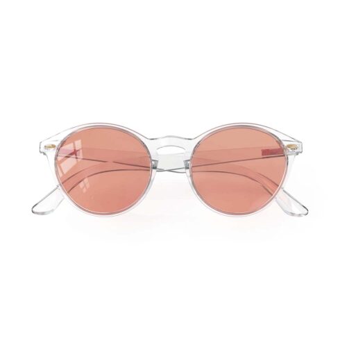 A Folded front view of Gloojo Rose Relief Rose Lens Round Migraine Glasses – Clear A Folded front view of Gloojo Rose Relief Rose Lens Round Migraine Glasses – Clear
