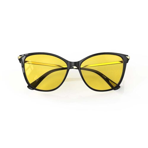 Sun Boost Cat Eye Yellow Screen Glasses - Black | Gloojo