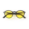 A Folded front view of Gloojo SunBoost Yellow Lens Round Screen Glasses – Black