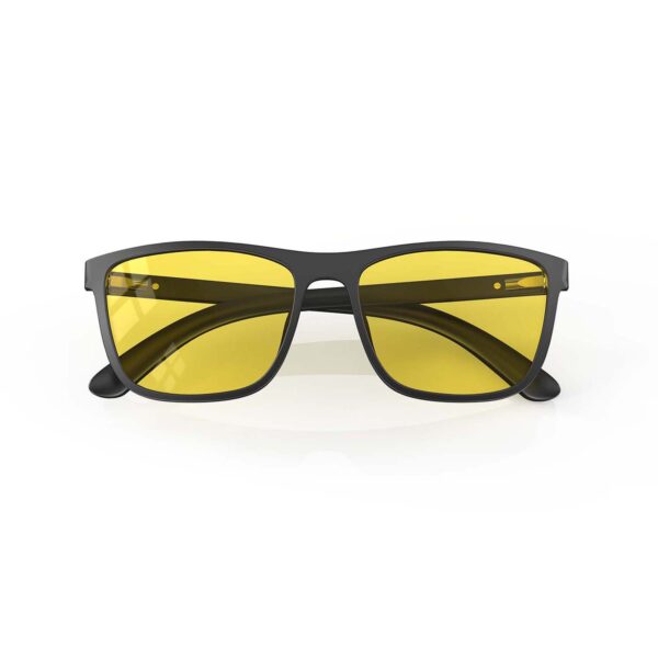 A Folded front view of Gloojo SunBoost Yellow Lens wayfarer Screen Glasses – Black