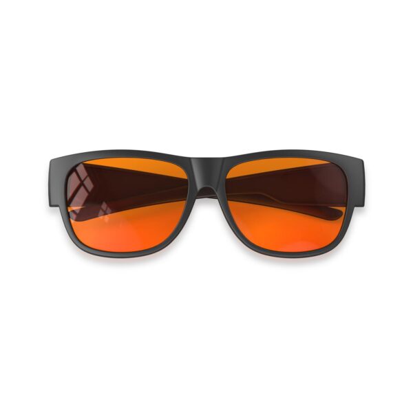 A Folded front view of NightEase Orange Lens Square Fitover Sleep Glasses-black