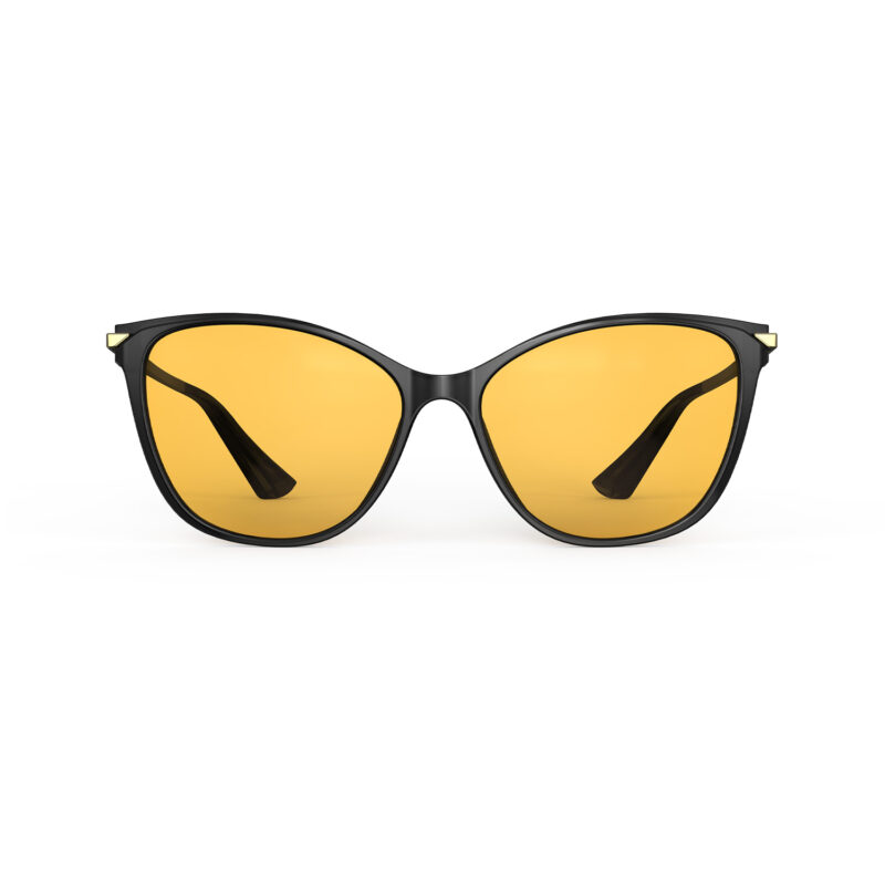 Amber Shield Cat-Eye Light Sensitivity Glasses - Black
