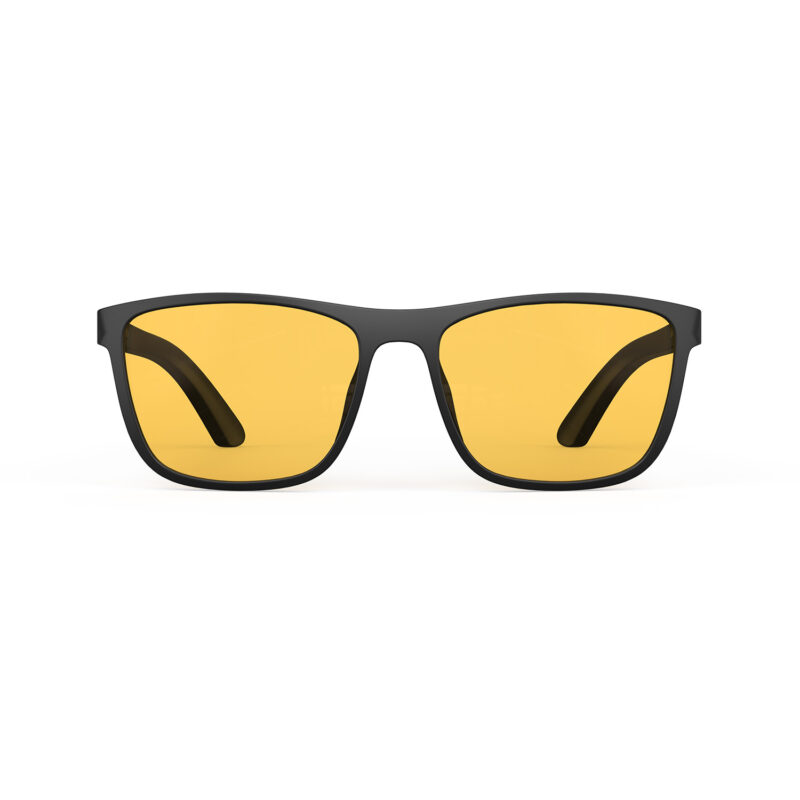 Amber Shield Wayfarer Prescription Light Sensitivity Glasses - Black