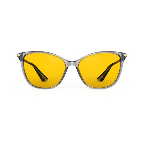 A Front view of Gloojo AmberShield Amber Lens Cat Eye Light Sensitivity Glasses – Grey Gold A Front view of Gloojo Amber Shield Amber Lens Cat Eye Light Sensitivity Glasses – Grey Gold