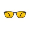 A Front view of Gloojo AmberShield Amber Lens Rectangle Light Sensitivity Glasses – Black