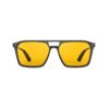 A Front view of Gloojo AmberShield Amber Lens Square Aviator Light Sensitivity Glasses – Black Gunmetal