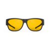 A Front view of Gloojo AmberShield Amber Lens Square Fitover Light Sensitivity Glasses – Black