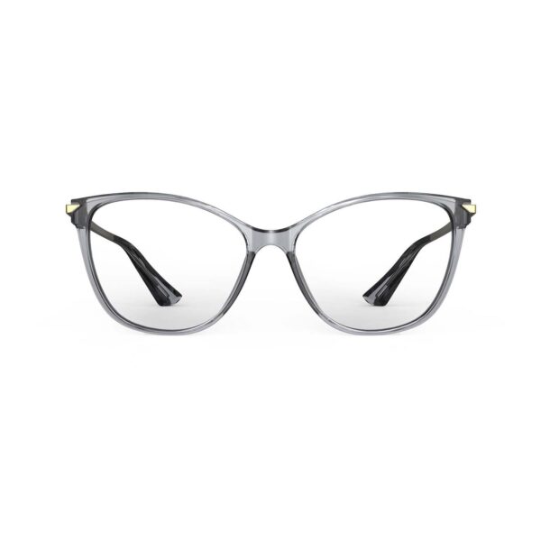 A Front view of Gloojo ClearPro Transparent Lens Cat Eye Computer and Gaming Glasses – Grey Gold