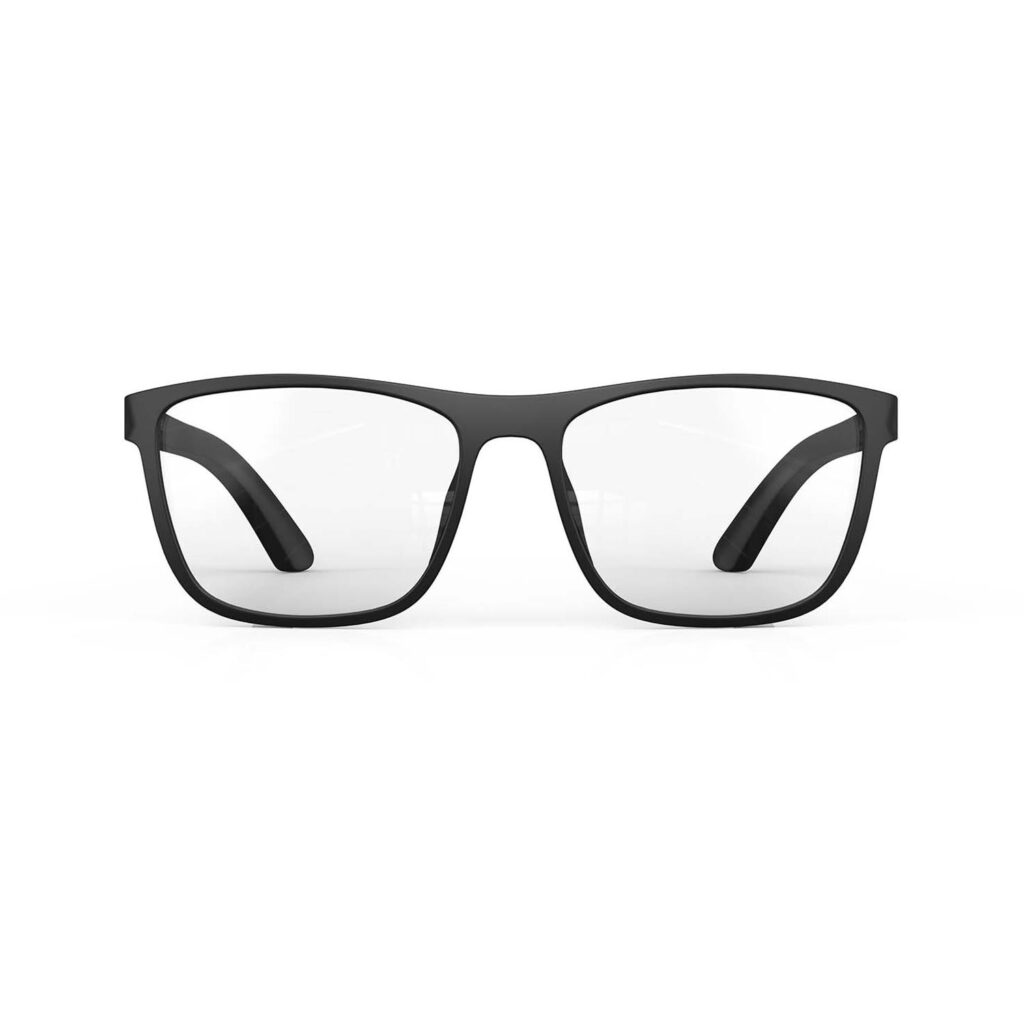 A Front view of Gloojo ClearPro Transparent Lens wayfarer Computer and Gaming Glasses – Black