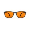 A Front view of Gloojo NightEase Orange Lens Rectangle Sleep Glasses – Black