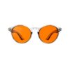 A Front view of Gloojo Night Ease Orange Lens Round Sleep Glasses – clear