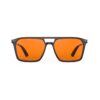 A Front view of Gloojo NightEase Orange Lens Square Aviator Sleep Glasses – Black Gunmetal